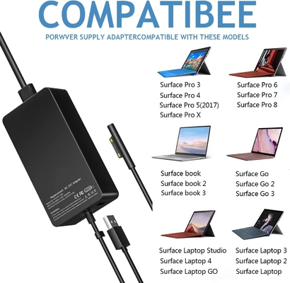 Portable 127W 15V 8A AC Power Supply Adapter Fast Charger for Surface Book 3 Surface Pro Laptop Studio Output 5v/1a